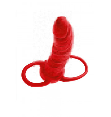 Насадка на пенис для двойного проникновения Black&Red by TOYFA , силикон, красный, 16,5 см
