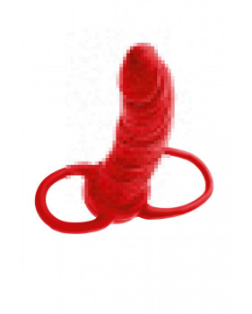 Насадка на пенис для двойного проникновения Black&Red by TOYFA , силикон, красный, 16,5 см