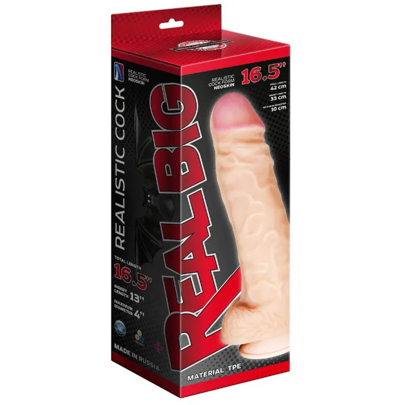 Фаллоимитатор неоскин - СУПЕРГИГАНТ с присоской в коробке 958303