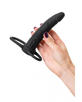 Насадка на пенис для двойного проникновения Black&Red by TOYFA , силикон, чёрный, 16,5 см
