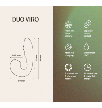 Вибратор с вакуумной стимуляцией Duo Viro из жидкого силикона (SENSORA)