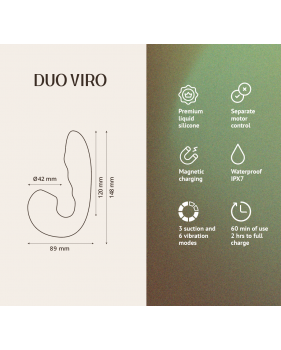 Вибратор с вакуумной стимуляцией Duo Viro из жидкого силикона (SENSORA)