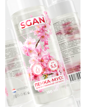 Пенка-мусс для интимной гигиены SGAN с пребиотическим эффектом, ultra-мягкая с pH 3.8–4.5 для чувствительной зоны, био-пенка для
