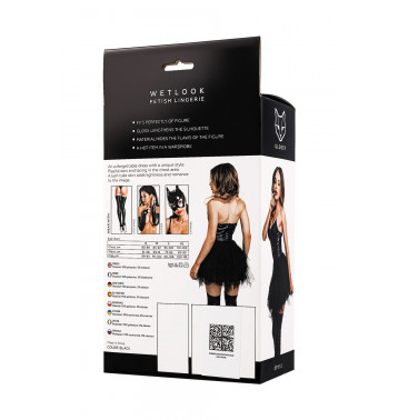 Платье Glossy Elisia с пышной юбкой из материала Wetlook, черное, M