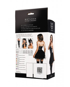 Платье Glossy Elisia с пышной юбкой из материала Wetlook, черное, L