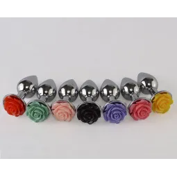 Плуг анальный, украшен розой , диаметр 26 мм (цвет в ассортименте)