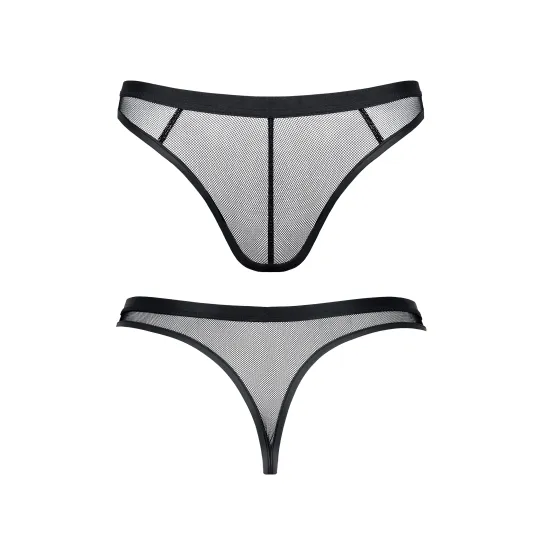 Стринги мужские черные из эластичной сетки