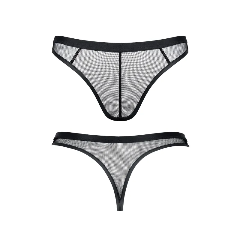 Стринги мужские черные из эластичной сетки