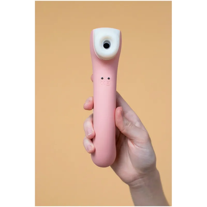 Вакуумный клиторальный стимулятор с вибрирующей и нагреваемой ручкой Halo 2, цвет Персиковый