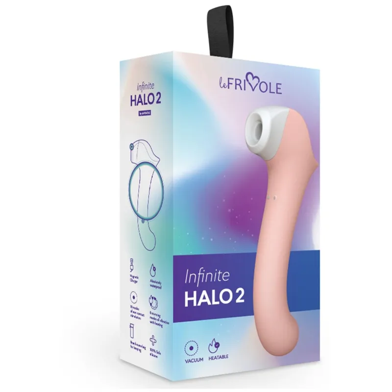 Вакуумный клиторальный стимулятор с вибрирующей и нагреваемой ручкой Halo 2, цвет Персиковый