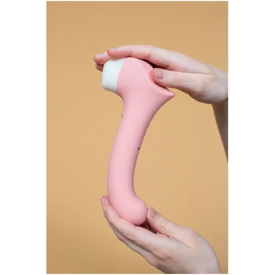 Вакуумный клиторальный стимулятор с вибрирующей и нагреваемой ручкой Halo 2, цвет Персиковый