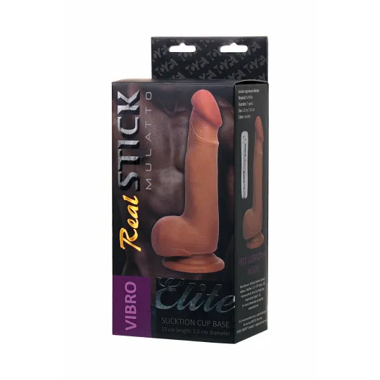 ВИБРАТОР TOYFA REALSTICK ELITE MULATTO, РЕАЛИСТИЧНЫЙ, НА ПРИСОСКЕ, МУЛАТ, 13 СМ.