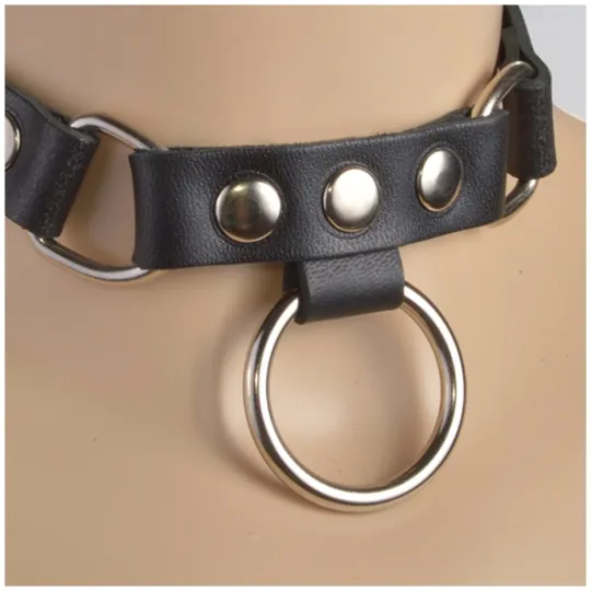 Чокер с клепками и кольцом,3368-1