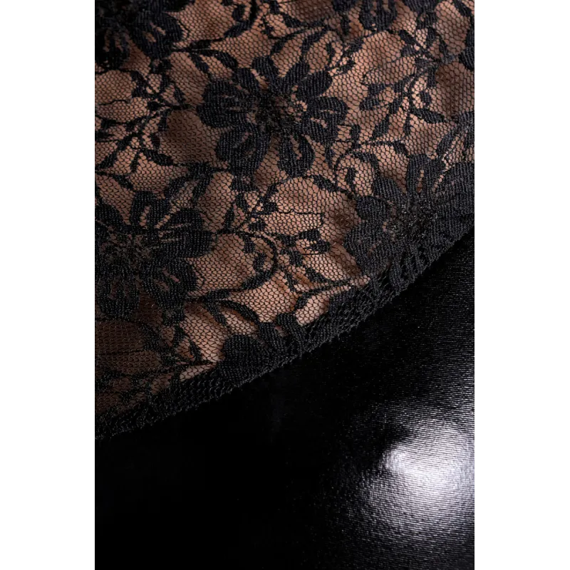 ПЛАТЬЕ GLOSSY LULU ИЗ МАТЕРИАЛА WETLOOK, ЧЕРНОЕ, S