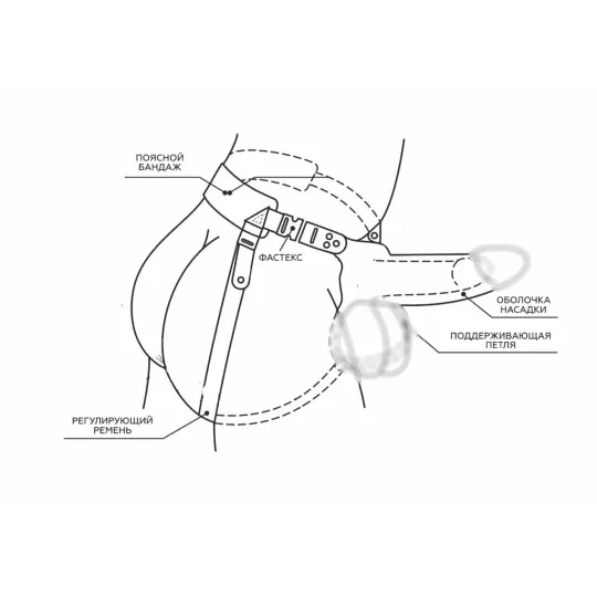 Фаллоимитатор поясной пустотелый с бандажом 741703