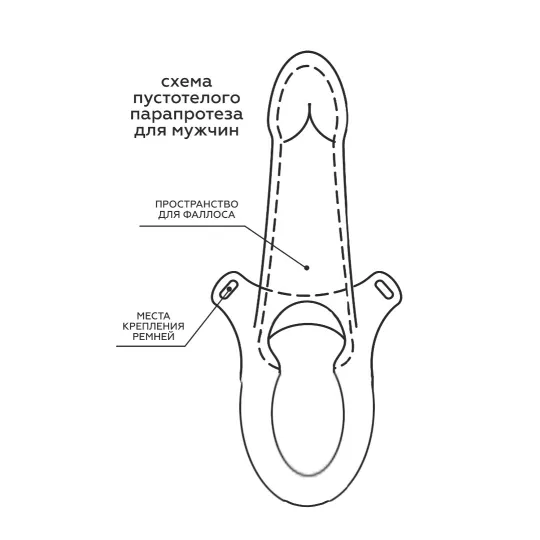 Фаллоимитатор поясной каркасный ( пустотелый ) с бандажом