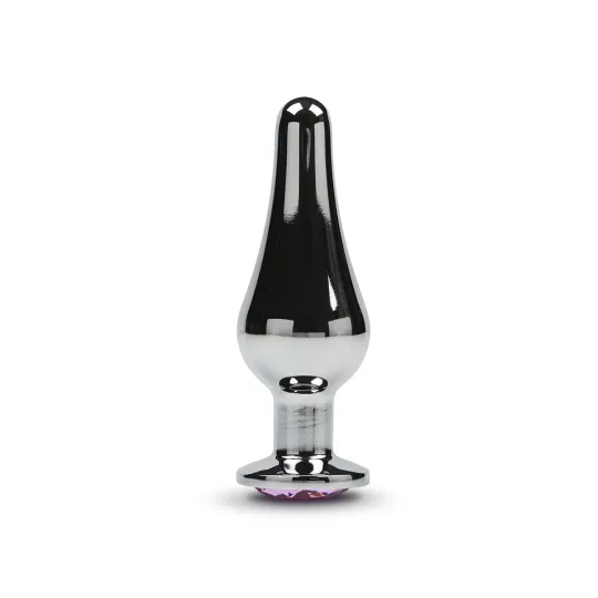 Маленькая анальная пробка с кристаллом, графит - Пикантные Штучки, 8.5 см