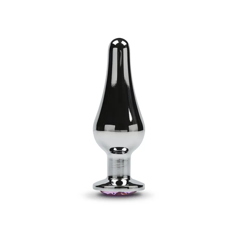 Маленькая анальная пробка с кристаллом, графит - Пикантные Штучки, 8.5 см